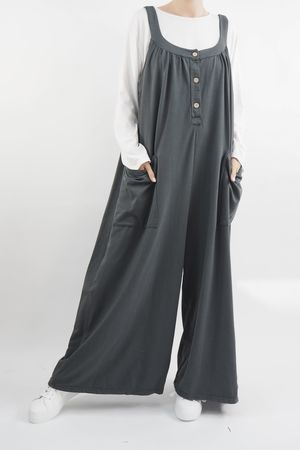 Made in Italy Apres Wide Leg Dungaree Shadow